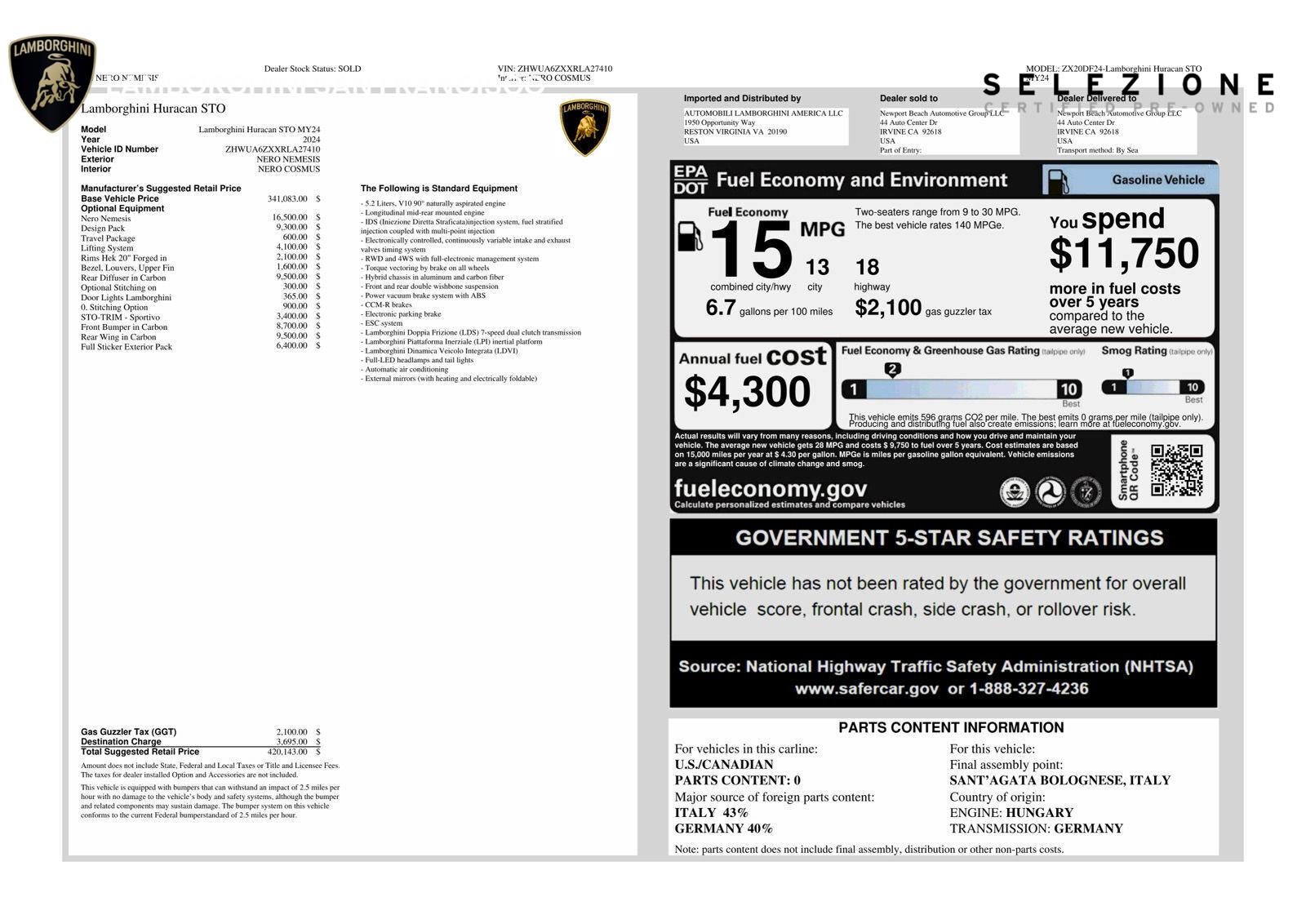 2024 Lamborghini Huracan STO